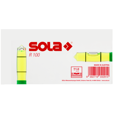 SOLA R 100 Mini-Wasserwaage – einseitig vollfarbig bedruckt mit Ihrem Logo, A-Nr.: SO-1622105 - 01